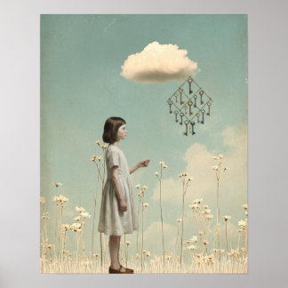 Affiche The Girl & Her Key Kite | Surreal Storybook