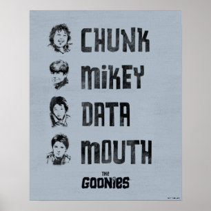 Affiche The Goonies   Chunk, Mikey, Data, Mouth