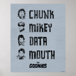 Affiche The Goonies | Chunk, Mikey, Data, Mouth
