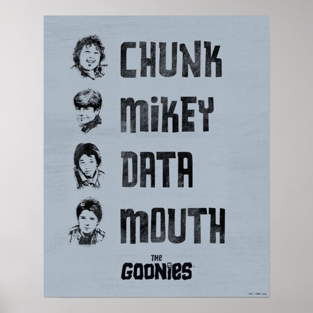 Affiche The Goonies | Chunk, Mikey, Data, Mouth (Devant)