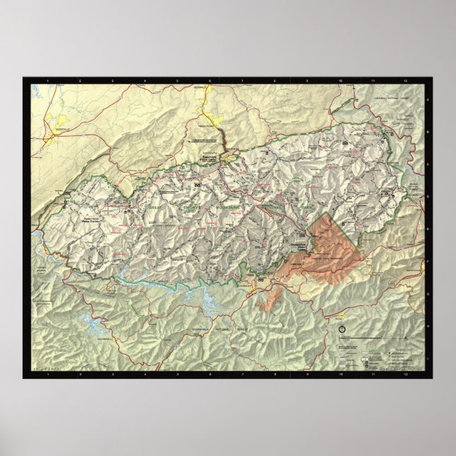 Affiche The Great Smoky Mountains National Park Map (1997) (Devant)