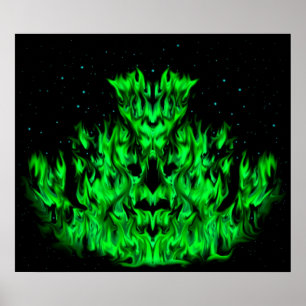 Affiche The green Flame Monster in The Starlight Sky