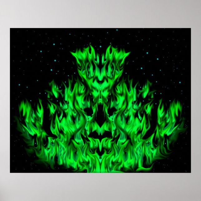 Affiche The green Flame Monster in The Starlight Sky (Devant)