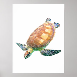 Affiche The Green Sea Turtle (Colored)