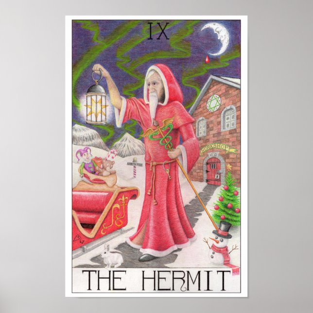 Affiche The Hermit tarot card (Devant)