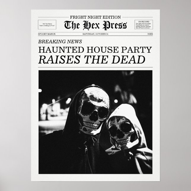 Affiche The Hex Press Newspaper Haunted House Party (Devant)