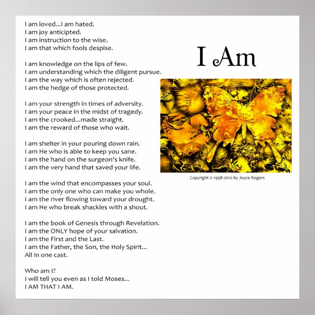 Affiche The I Am Poem - Personnalisable (Devant)