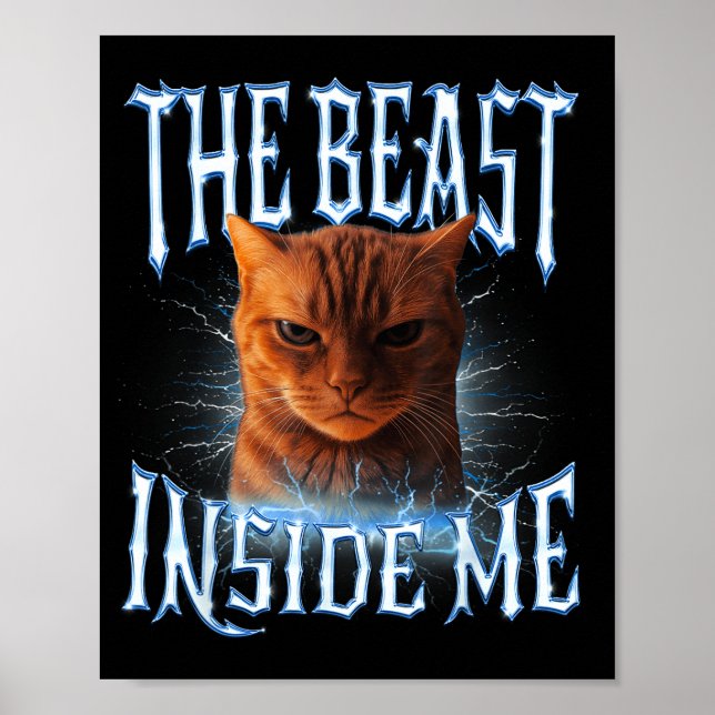 Affiche The Inside Me Funny Cat Joke Meme Graphic  (Devant)