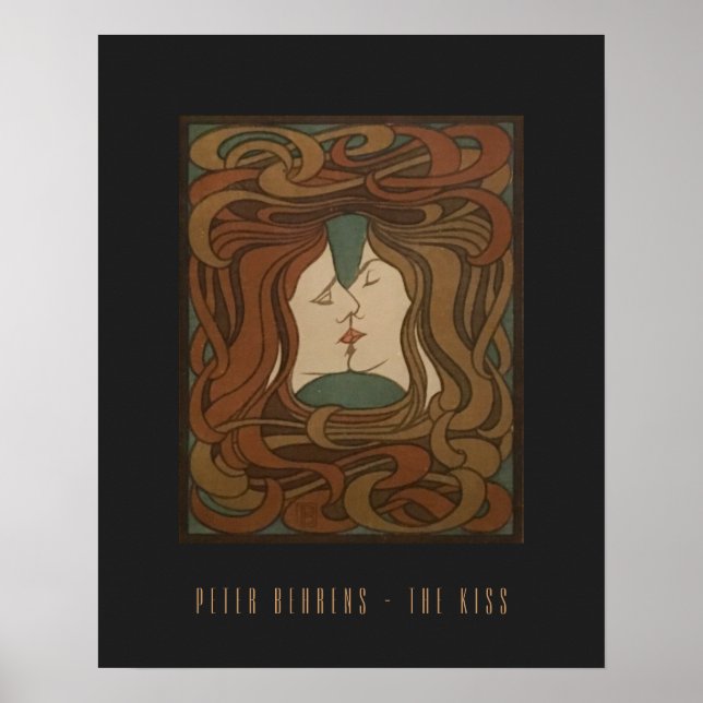 Affiche The Kiss 1898, femme - Art Nouveau - Illustration (Devant)