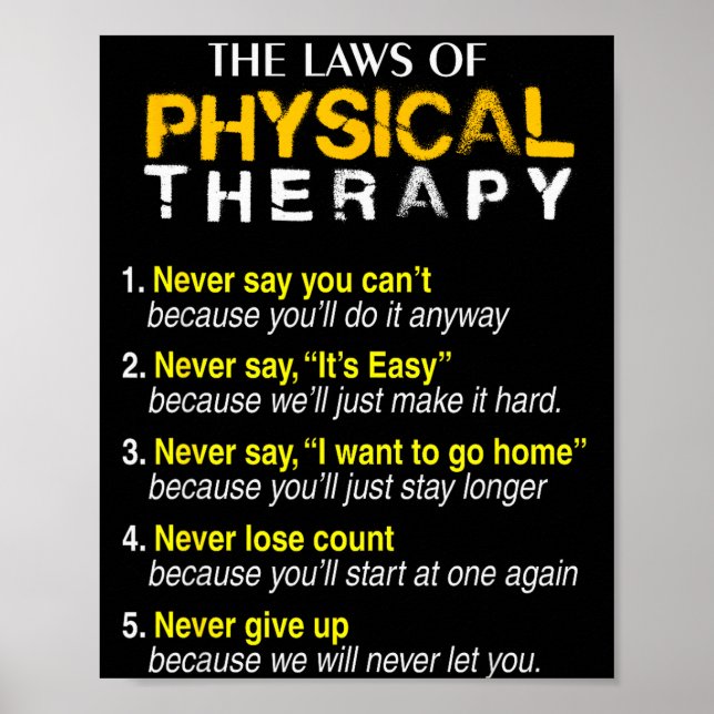 Affiche The Laws Of Physical Therapy Motivational Goals Pt (Devant)