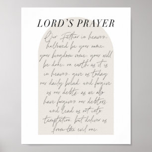 Affiche The Lord's Prayer Minimal Boho Beige Arch Script