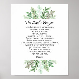 Affiche The Lord's Prayer with Greenery ~ Matthew 6:9-13