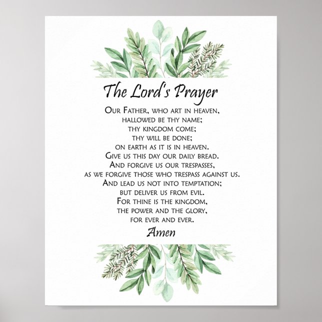 Affiche The Lord's Prayer with Greenery ~ Matthew 6:9-13 (Devant)