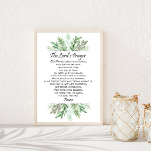 Affiche The Lord's Prayer with Greenery ~ Matthew 6:9-13
