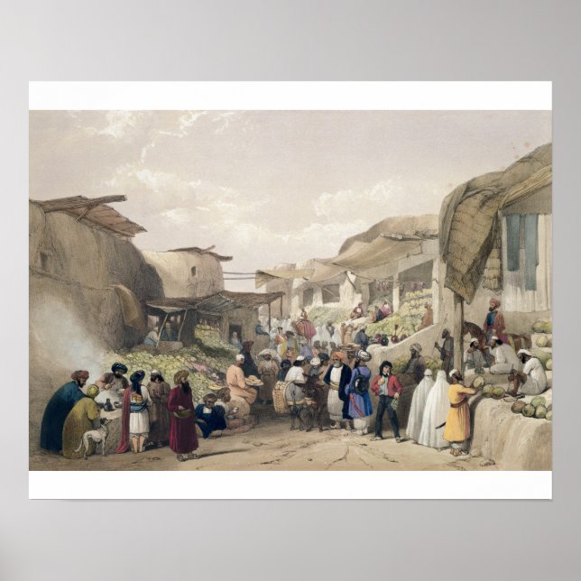 Affiche The Main Street in the Bazaar at Caubul, in the Fr (Devant)