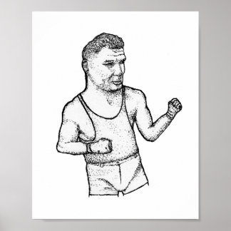 Affiche The Manassa Mauler: Hand-Drawn Jack Dempsey Print