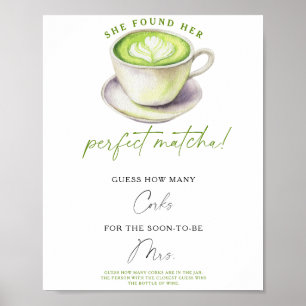 Affiche Thé matcha Baby shower Combien de bouchons