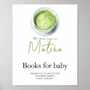 Affiche Thé Matcha baby shower Livres pour bébé