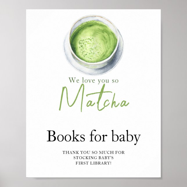 Affiche Thé Matcha baby shower Livres pour bébé (Devant)