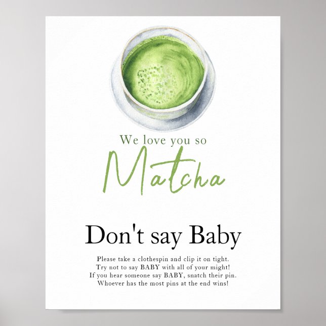 Affiche Thé Matcha Baby shower N'appelez pas bébé  (Devant)