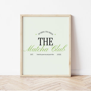 Affiche 'The Matcha Club' Vert Script Rétro