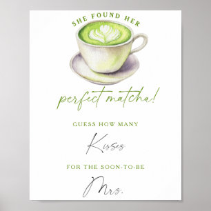 Affiche Thé matcha douche de mariée Combien de baisers