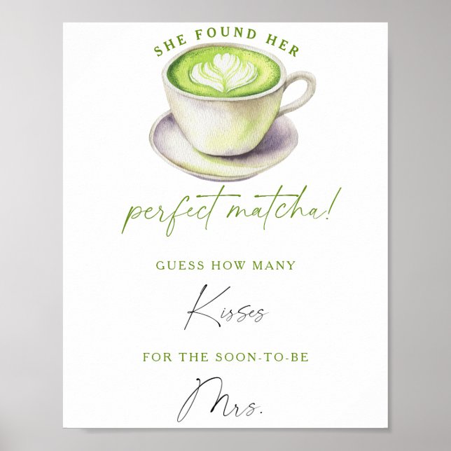 Affiche Thé matcha douche de mariée Combien de baisers (Devant)