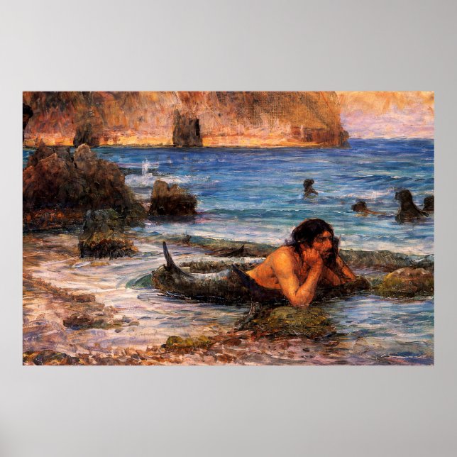 Affiche The Merman by John William Waterhouse (Devant)