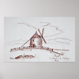 Affiche The Mill of Moidrey Windmill Pontorson