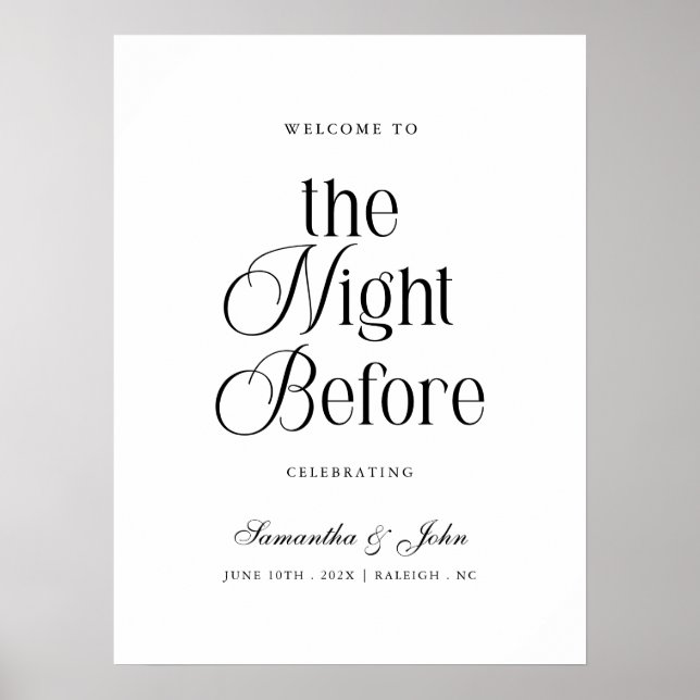 Affiche The Night Before Rehearsal Dinner Welcome Sign (Devant)