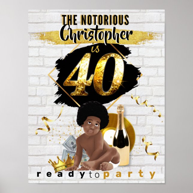 Affiche The Notorious 40th Birthday Black|Gold 90s Hip Hop (Devant)