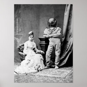 Affiche The Ocean Empress and Deep Sea Diver - Circa 1880