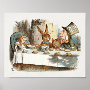 Affiche Thé Party - Illustration d'Alice au pays des merve