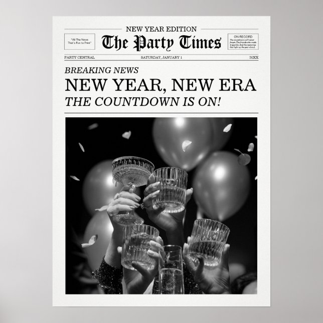 Affiche The Party Times Newspaper New Year New Era (Devant)