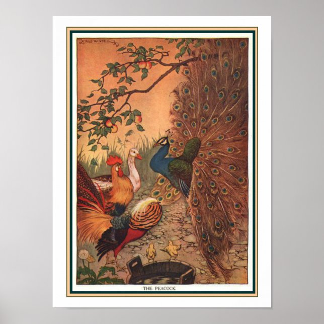Affiche "The Peacock" Aesop Fable Print ca. 1919 (Devant)