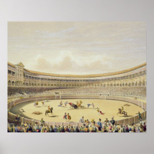 Affiche The Plaza de Toros of Madrid, 1865 (colour litho)