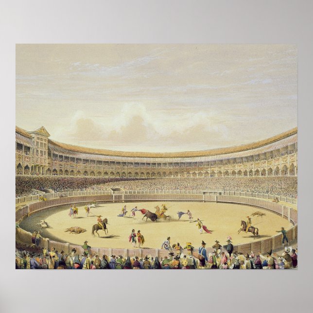 Affiche The Plaza de Toros of Madrid 1865 (colour litho) (Devant)