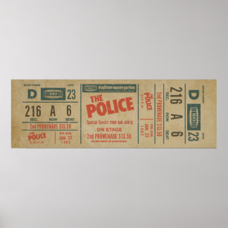 Affiche The Police Concert Ticket – Vintage Rock Wall Art 