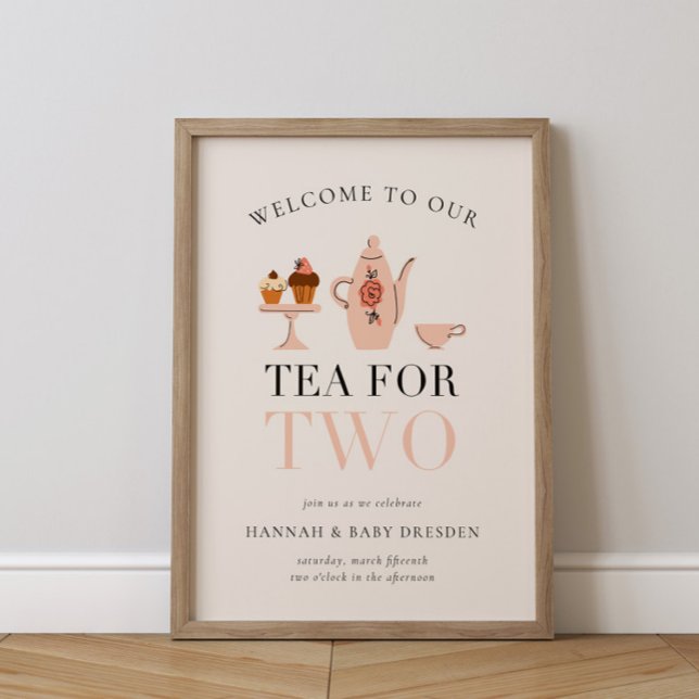 Affiche Thé pour deux | Baby shower Tea Party (Créateur téléchargé)