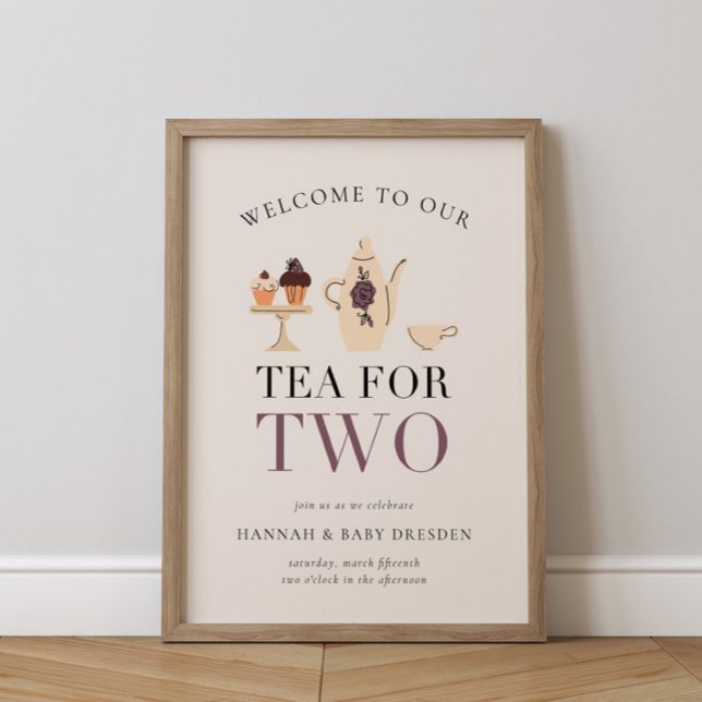 Affiche Thé pour deux | Tea Party Purple Baby shower (Créateur téléchargé)