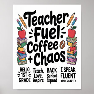 Affiche Thé pour Enseignant Café Chaos Drôle de Retour à l
