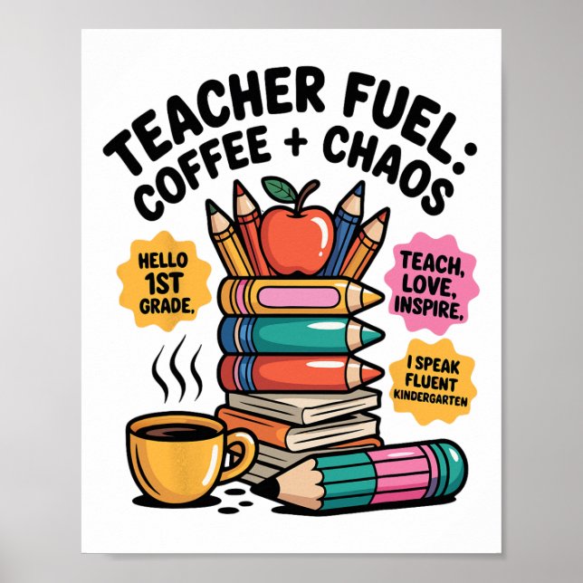 Affiche Thé pour enseignants Café Chaos Drôle de retour à  (Devant)