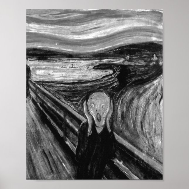Affiche The Scream Black And White By Edvard Munch (Devant)