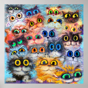 Affiche The set of cats portraitsart, portrait,animal,exem