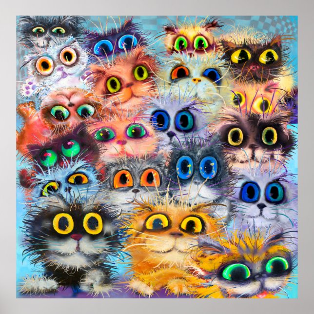 Affiche The set of cats portraitsart, portrait,animal,exem (Devant)