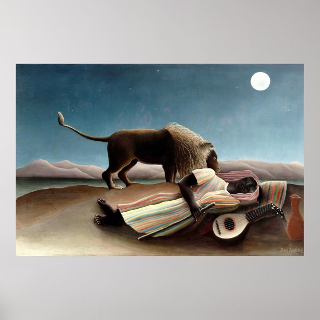 Affiche The Sleeping Gypsy by Henri Rousseau (Devant)