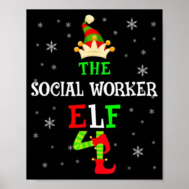 Affiche The Social Worker Elf Christmas Elf Matching Famil (Devant)