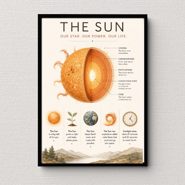 Affiche The Sun Éducatif | Science du Système Solaire (Créateur téléchargé)