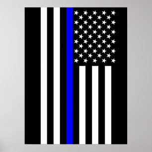Affiche The Symbolic Thin Blue Line American Flag
