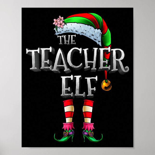 Affiche The Teacher Elf Shirt Matching Family Funny Christ (Devant)